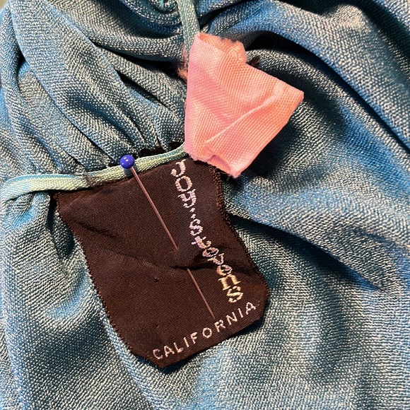 vintage 70s Joy Stevens teal disco balloon sleeve maxi - Picture 5 of 6